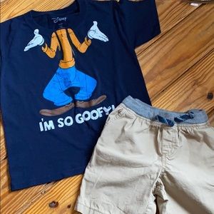 Boys outfit Goofy khaki shorts